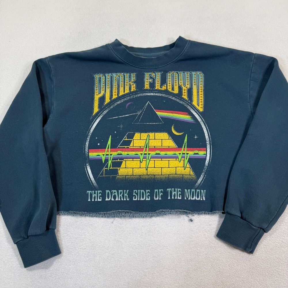 Pink Floyd Dark Side Of The Moon Cropped Sweatshirt Medium Goodie Two‎ Sleeves